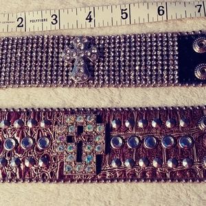 Rhinestone, studs & leather bracelets, $5 ea. or both for $8!!